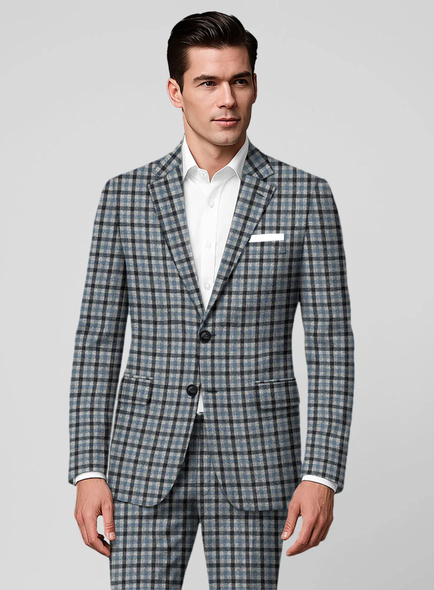 Italian Frostblue Check Tweed Jacket - Image 2