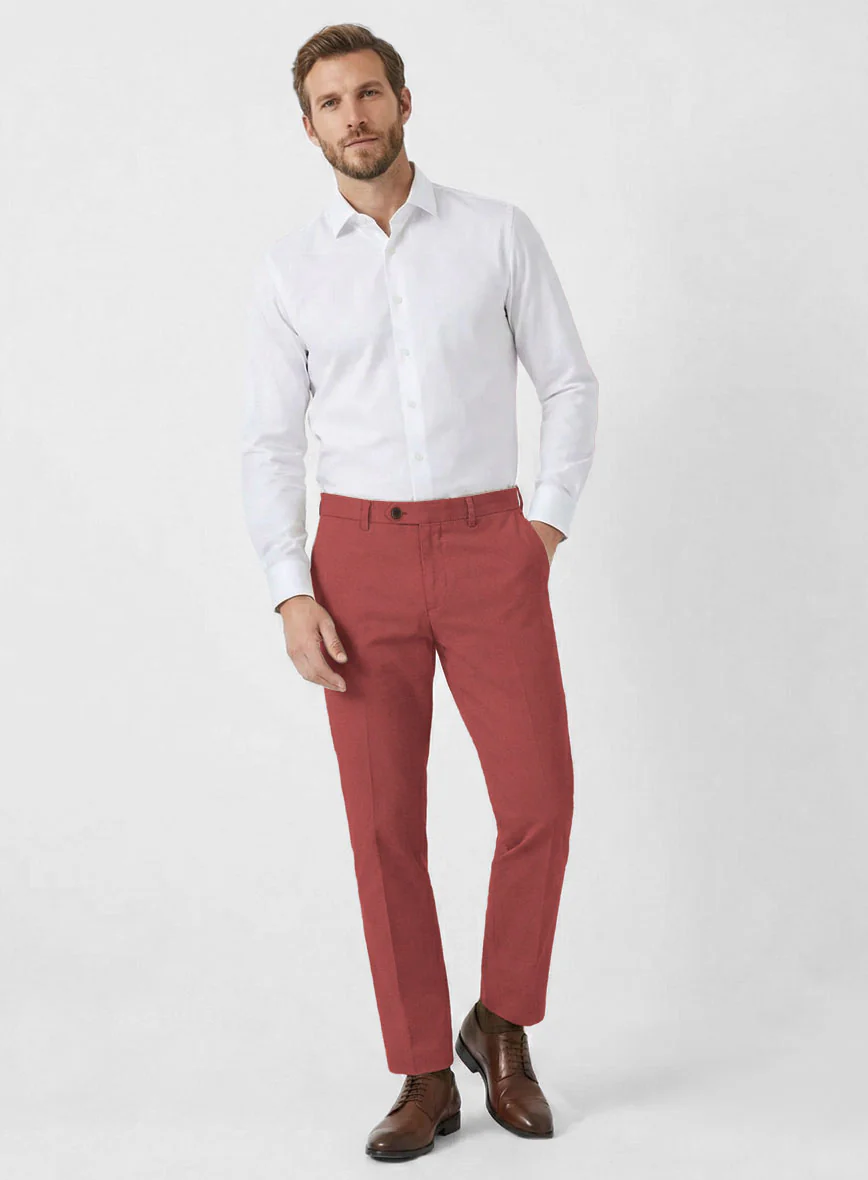 Italian Gimson Red Cotton Stretch Pants - Image 3