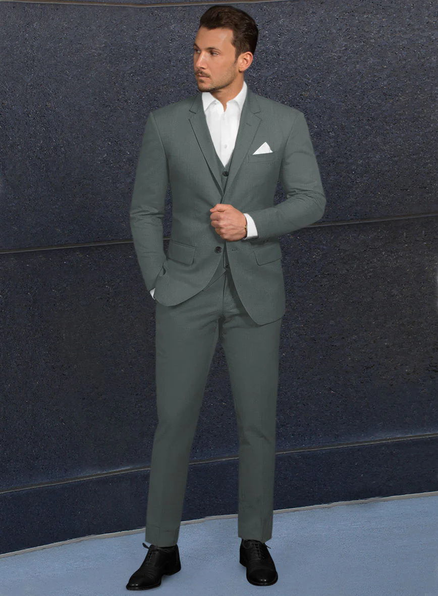 Italian Gray Cotton Stretch Suit - Image 2