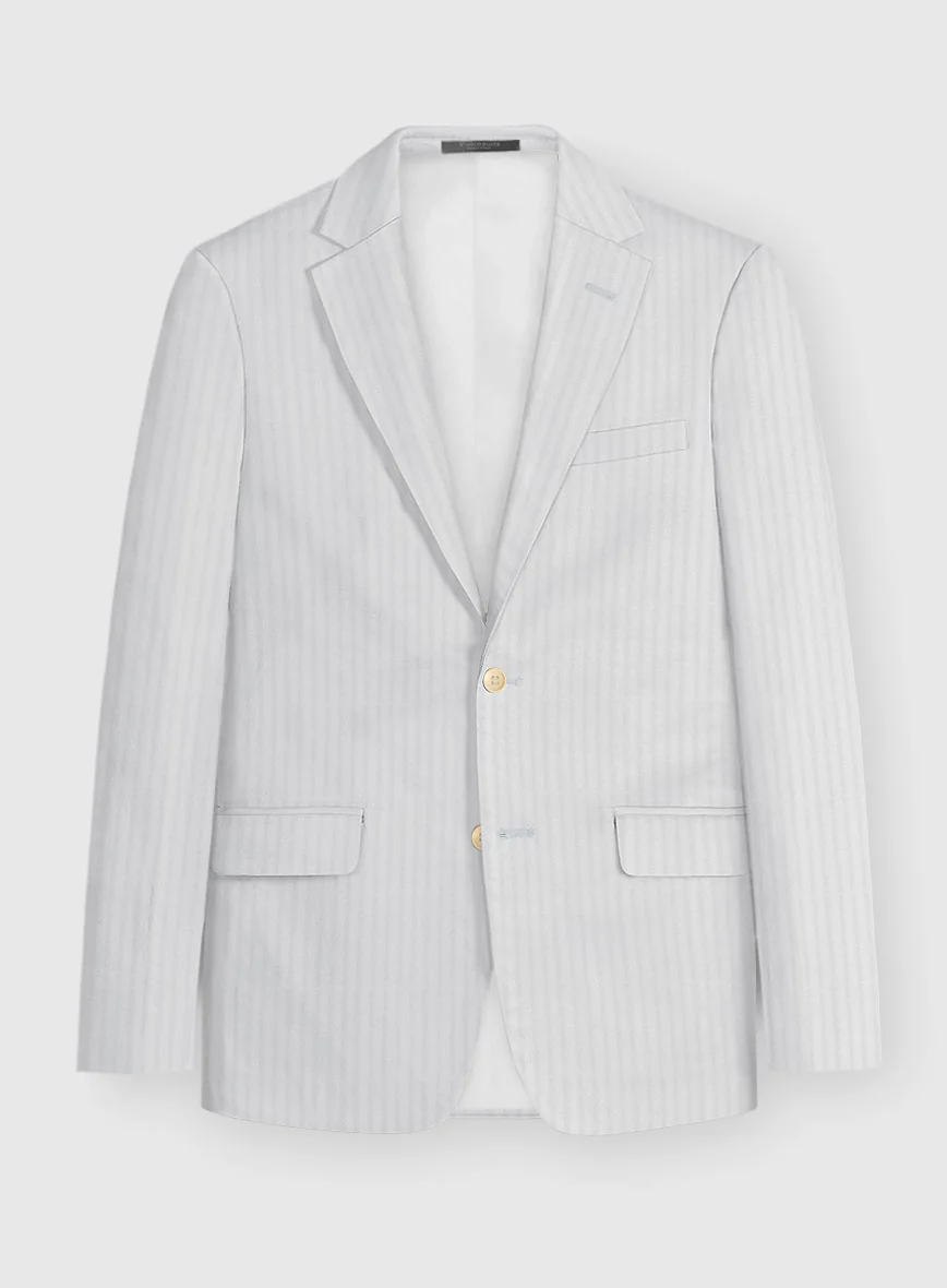Italian Gray Herringbone Cotton Suit - Image 3