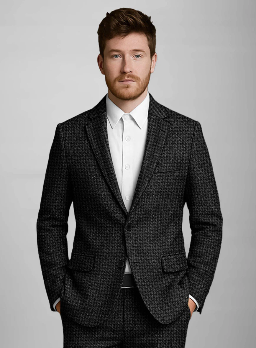 Italian Gray Houndsooth Tweed Jacket - Image 2