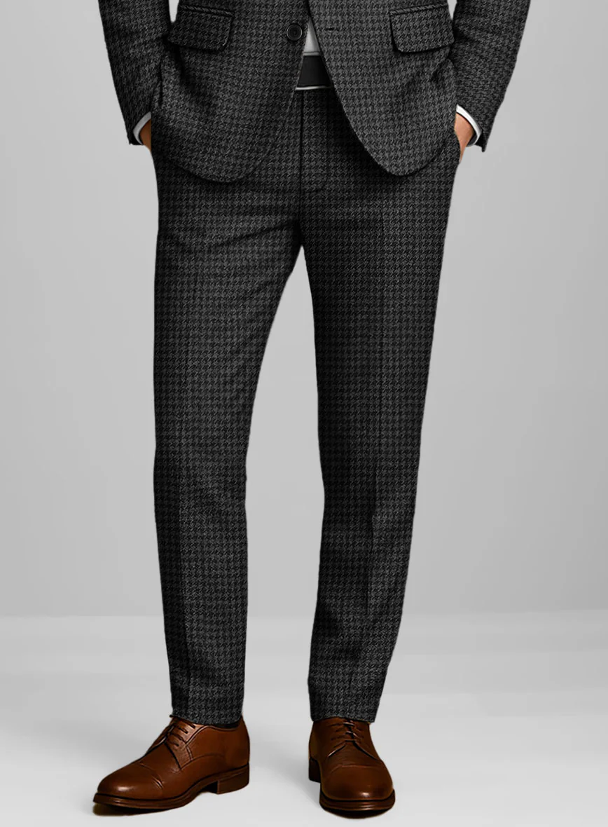 Italian Gray Houndstooth Tweed Pants - Image 2