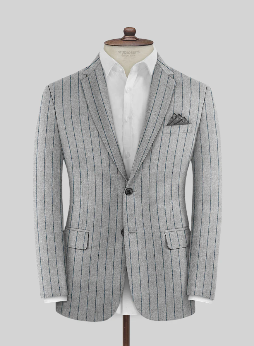 Italian Gray Stripe Cashmere Wool Suit - Image 3