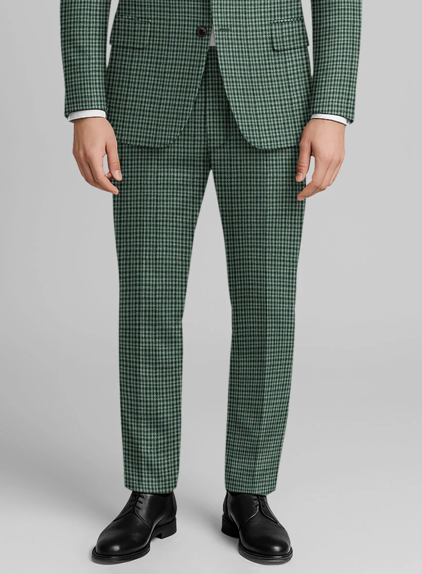 Italian Green Houndstooth Tweed Pants - Image 2
