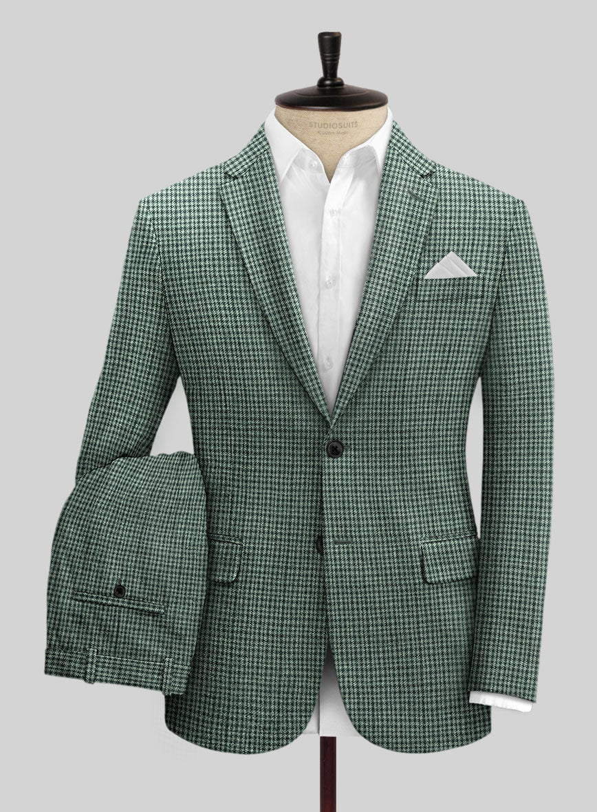 Italian Green Houndstooth Tweed Suit - Image 2