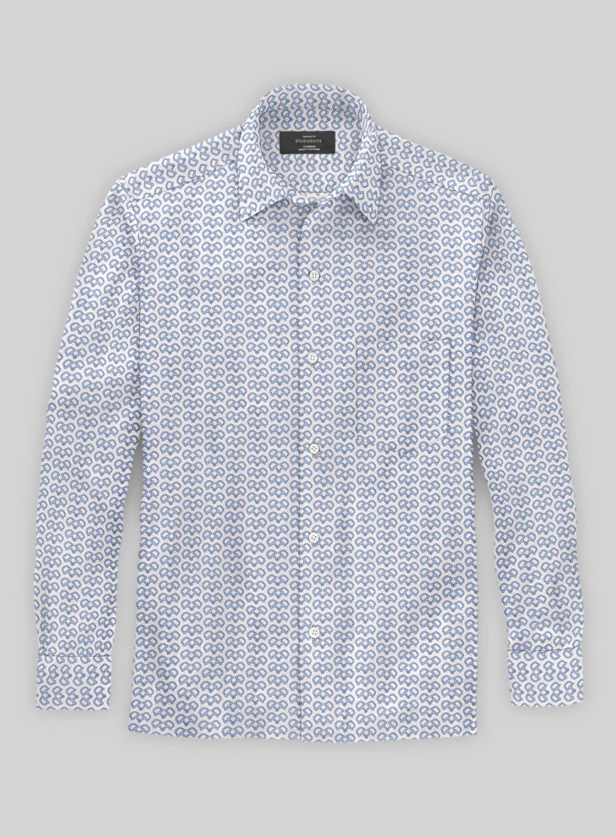 Italian Handcuffs Blue Summer Linen Shirt - Image 2