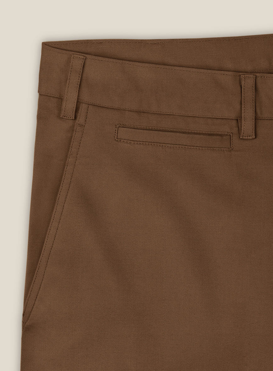 Italian Hickory Brown Cotton Stretch Shorts - Image 4