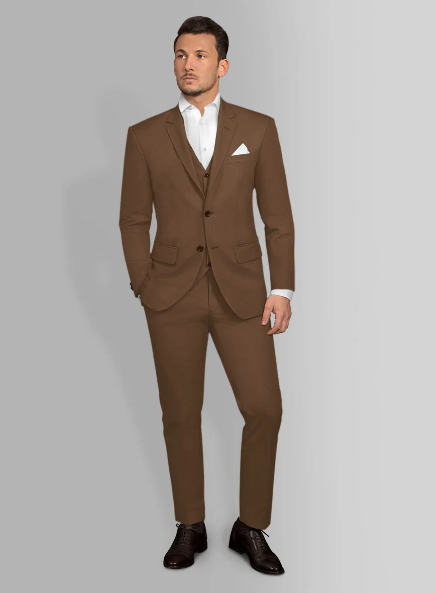Italian Hickory Brown Cotton Stretch Suit - Image 2