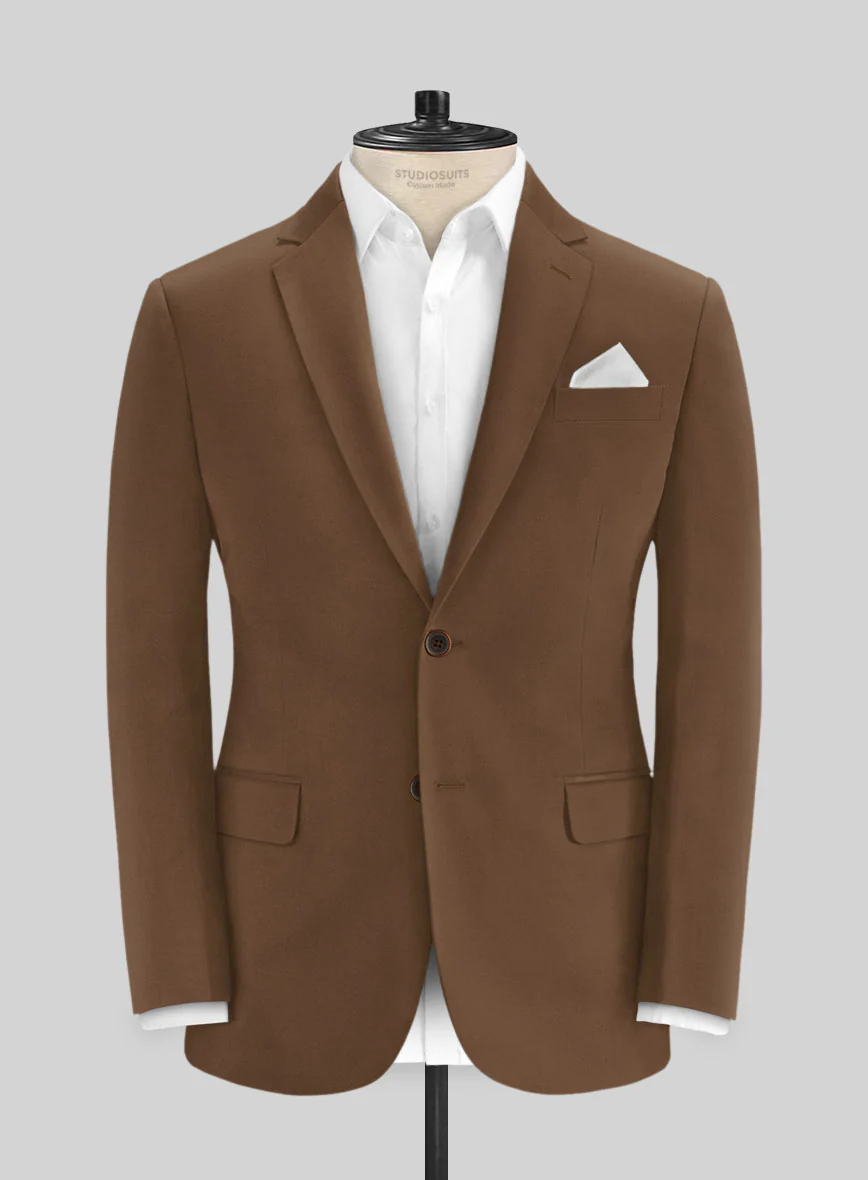 Italian Hickory Brown Cotton Stretch Suit - Image 3