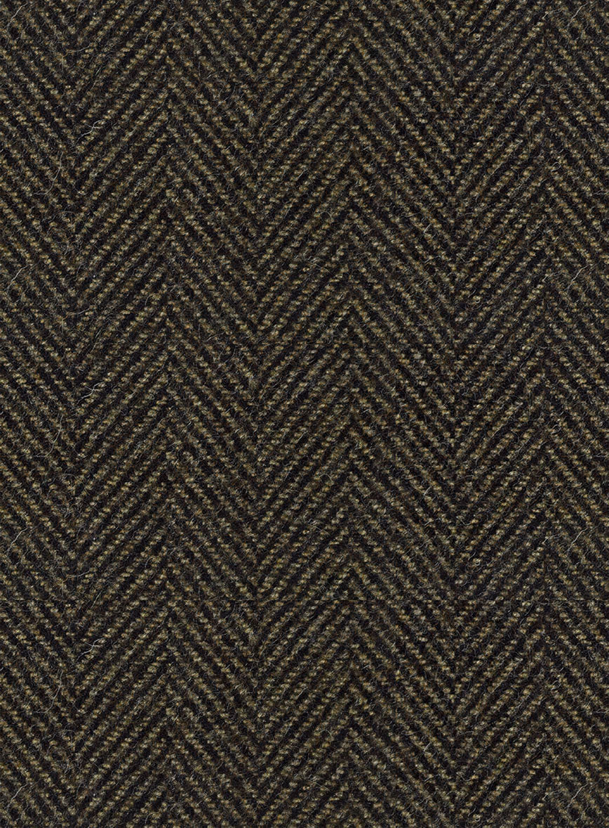 Italian Highlander Army Green Herringbone Tweed Hunting Vest - Image 5