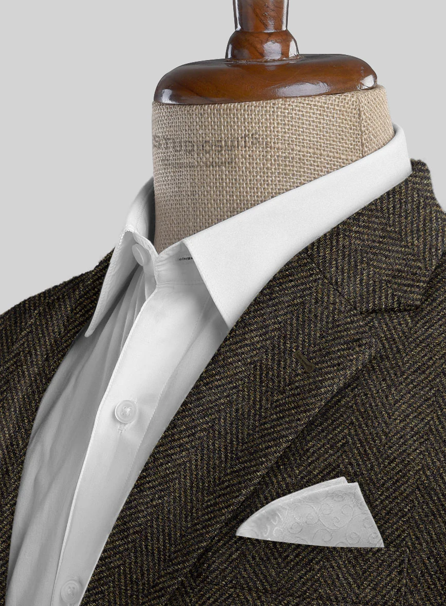Italian Highlander Army Green Herringbone Tweed Jacket - Image 2