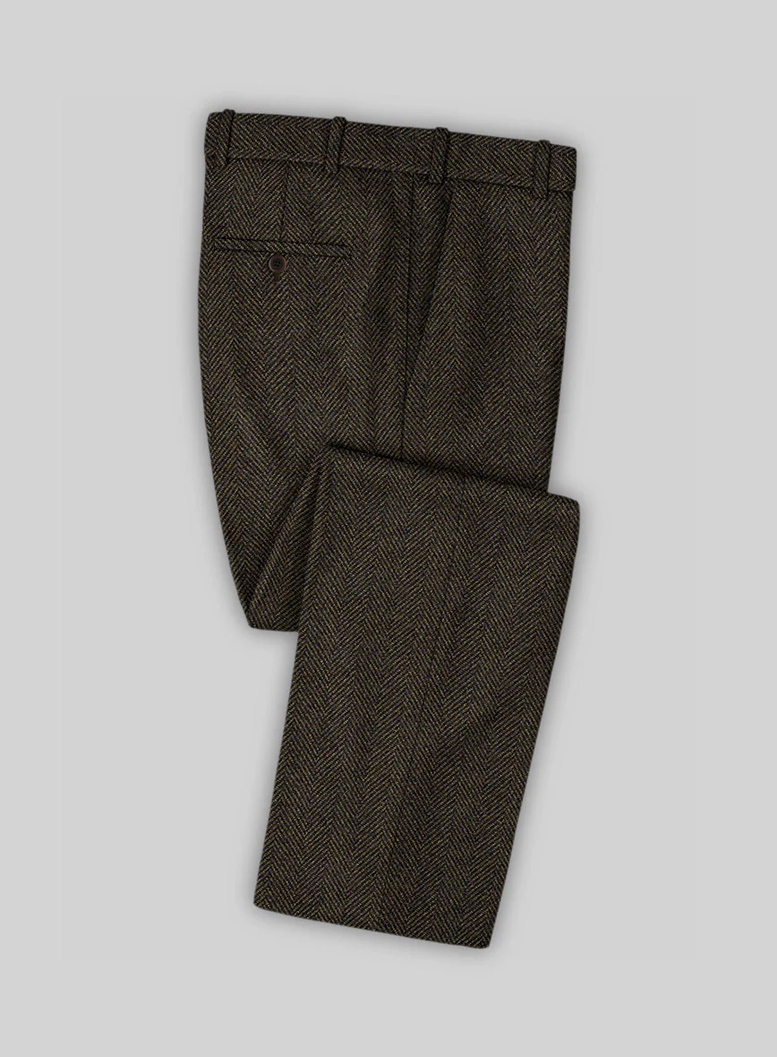 Italian Highlander Army Green Herringbone Tweed Suit - Image 7