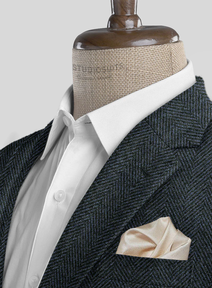 Italian Highlander Blue Herringbone Tweed Jacket - Image 2