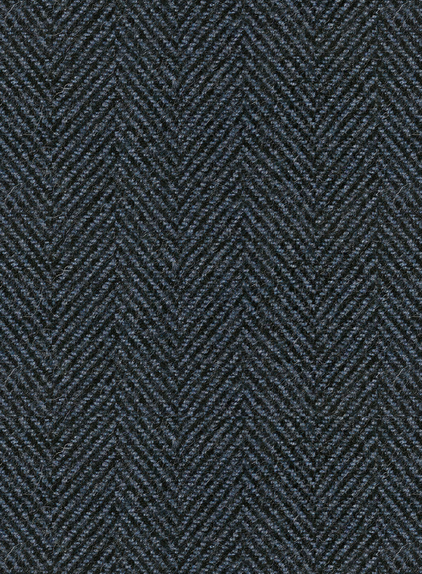 Italian Highlander Blue Herringbone Tweed Pea Coat - Image 2