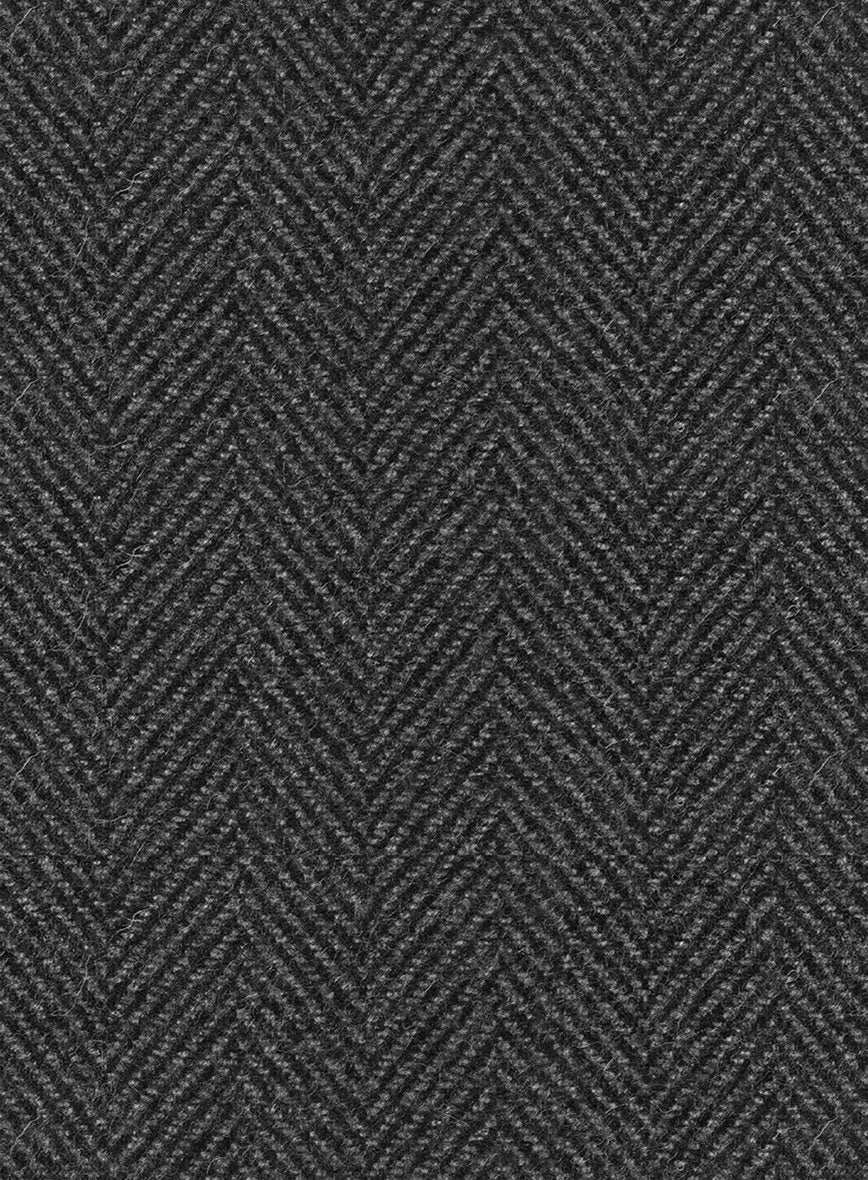 Italian Highlander Charcoal Herringbone Tweed Pants - Image 3