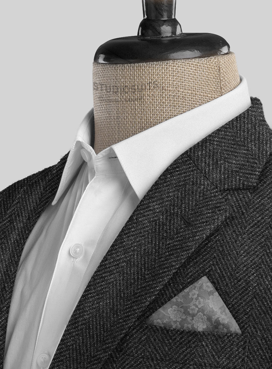 Italian Highlander Charcoal Herringbone Tweed Suit - Image 4