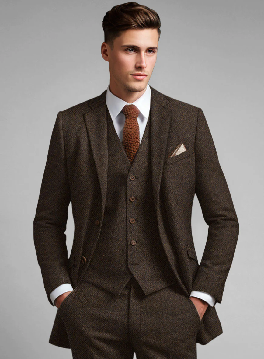 Italian Highlander Dark Brown Tweed Jacket - Image 2