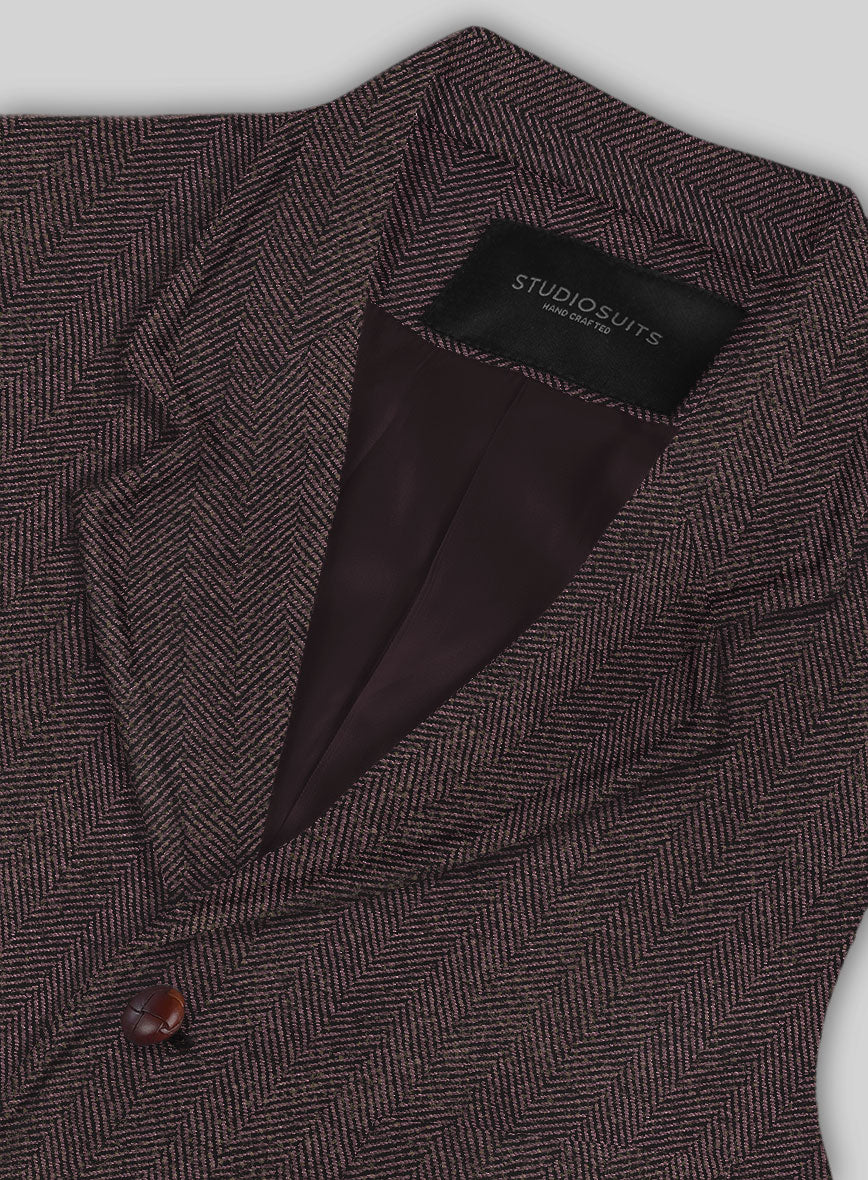 Italian Highlander Dark Wine Herringbone Tweed Hunting Vest - Image 4