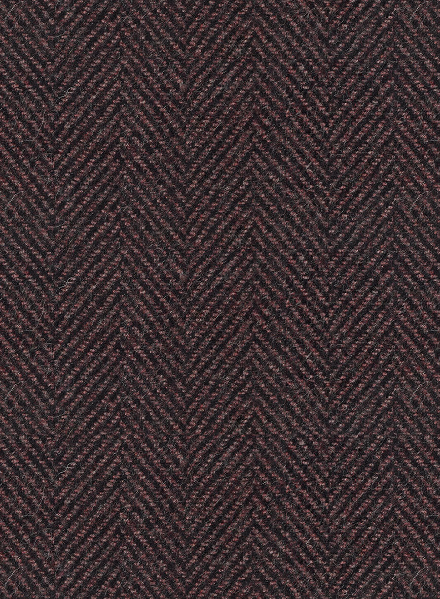 Italian Highlander Dark Wine Herringbone Tweed Overcoat - Image 4