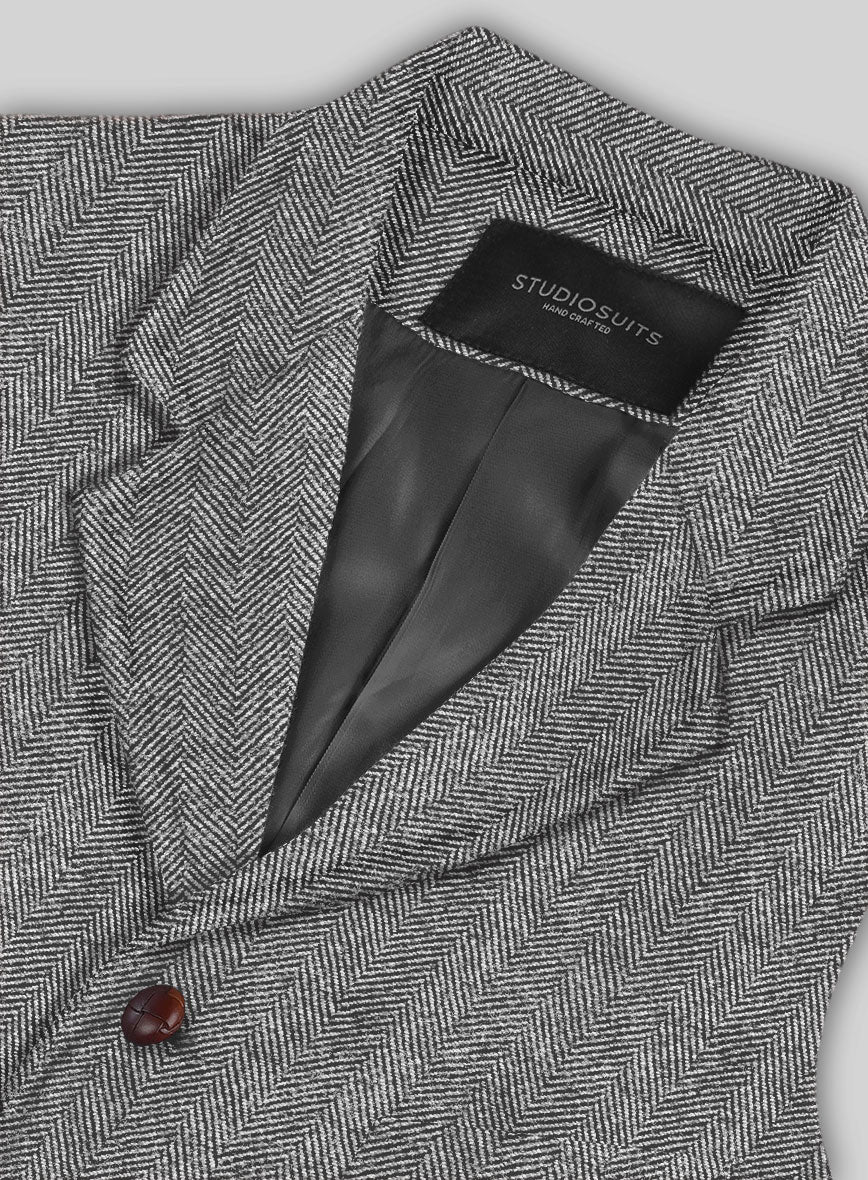 Italian Highlander Gray Herringbone Tweed Hunting Vest - Image 3