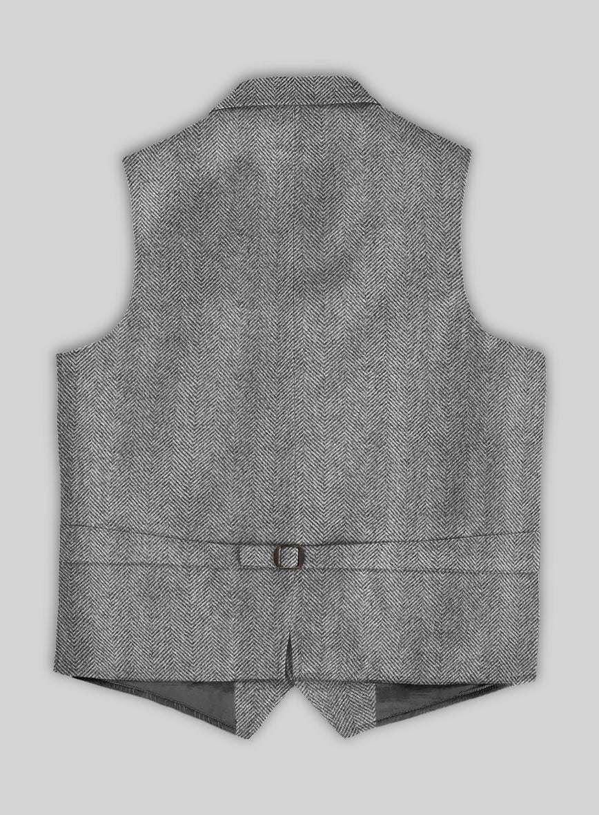 Italian Highlander Gray Herringbone Tweed Hunting Vest - Image 4