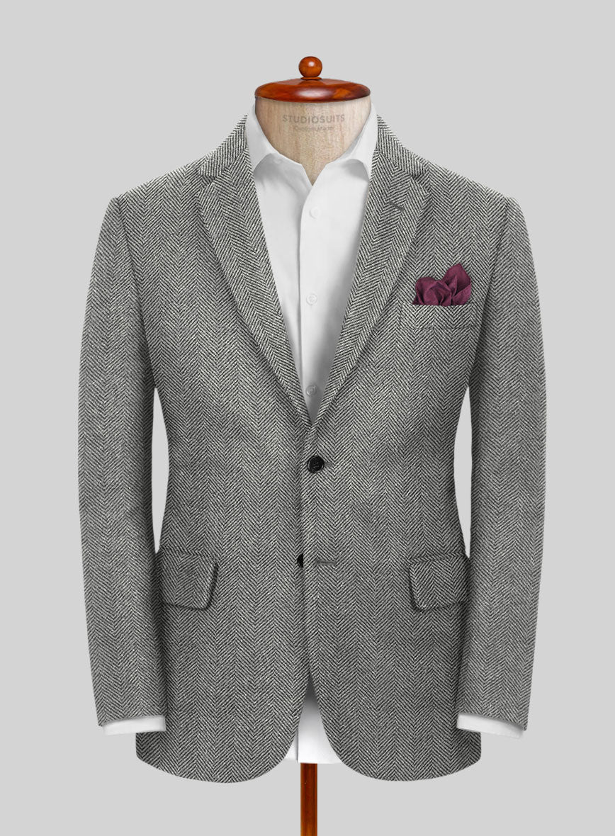 Italian Highlander Gray Herringbone Tweed Suit - Image 3