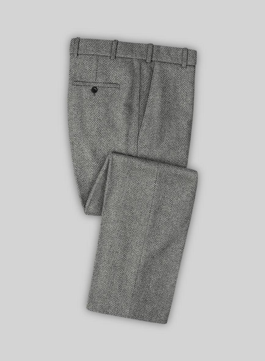 Italian Highlander Gray Herringbone Tweed Suit - Image 6