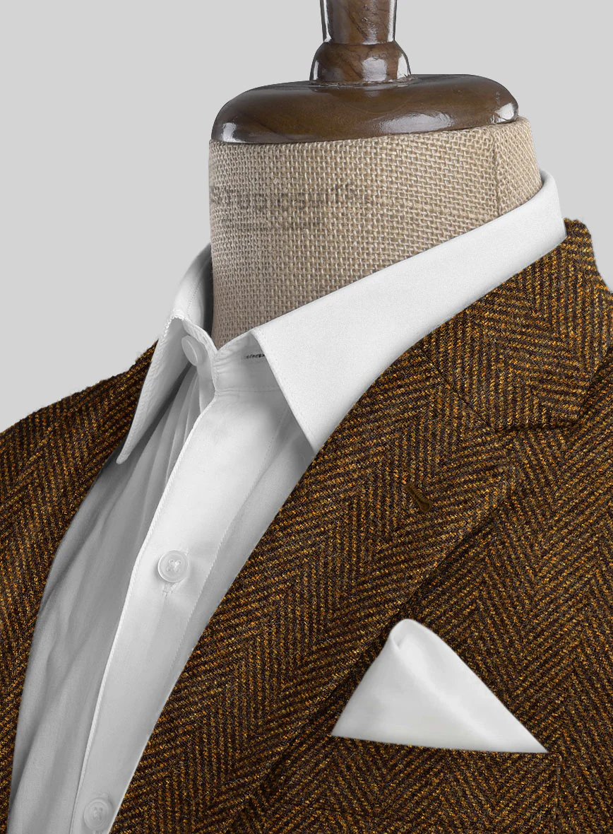 Italian Highlander Mustard Herringbone Tweed Jacket - Image 2