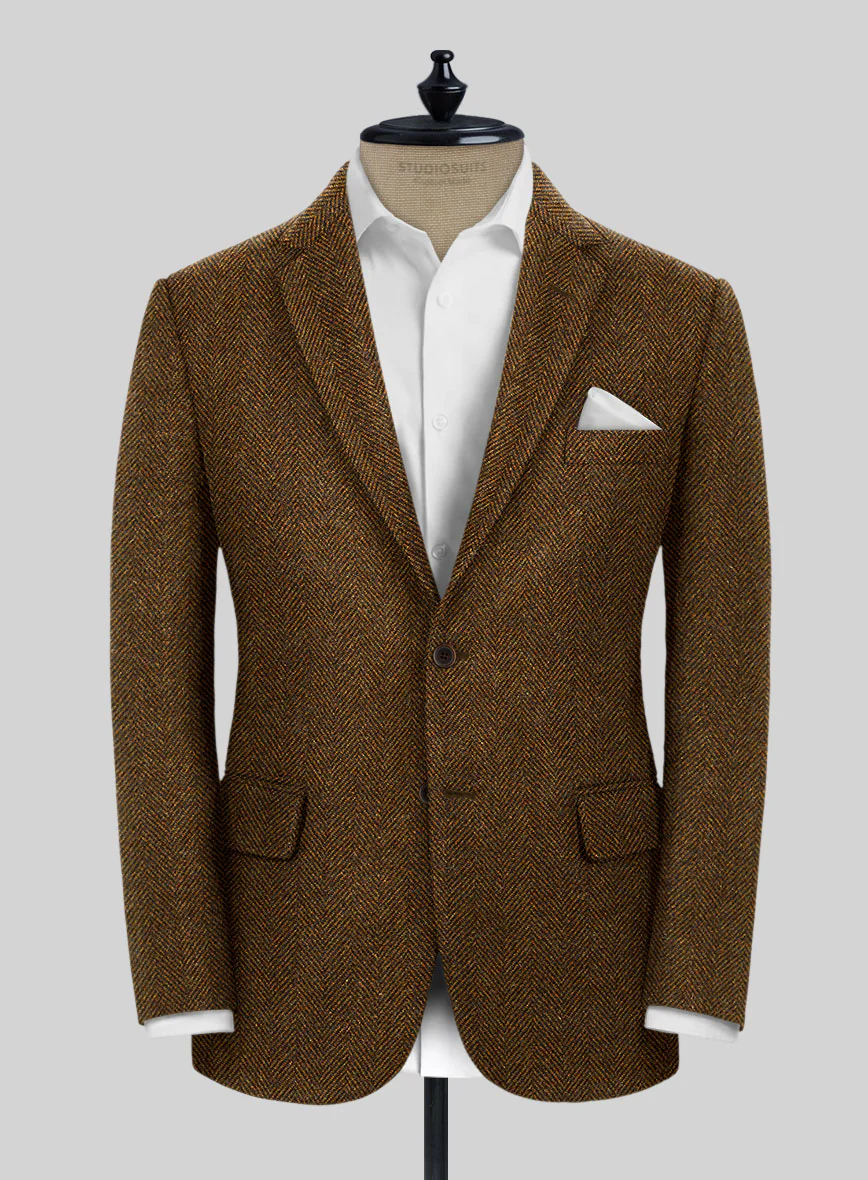 Italian Highlander Mustard Herringbone Tweed Suit - Image 3