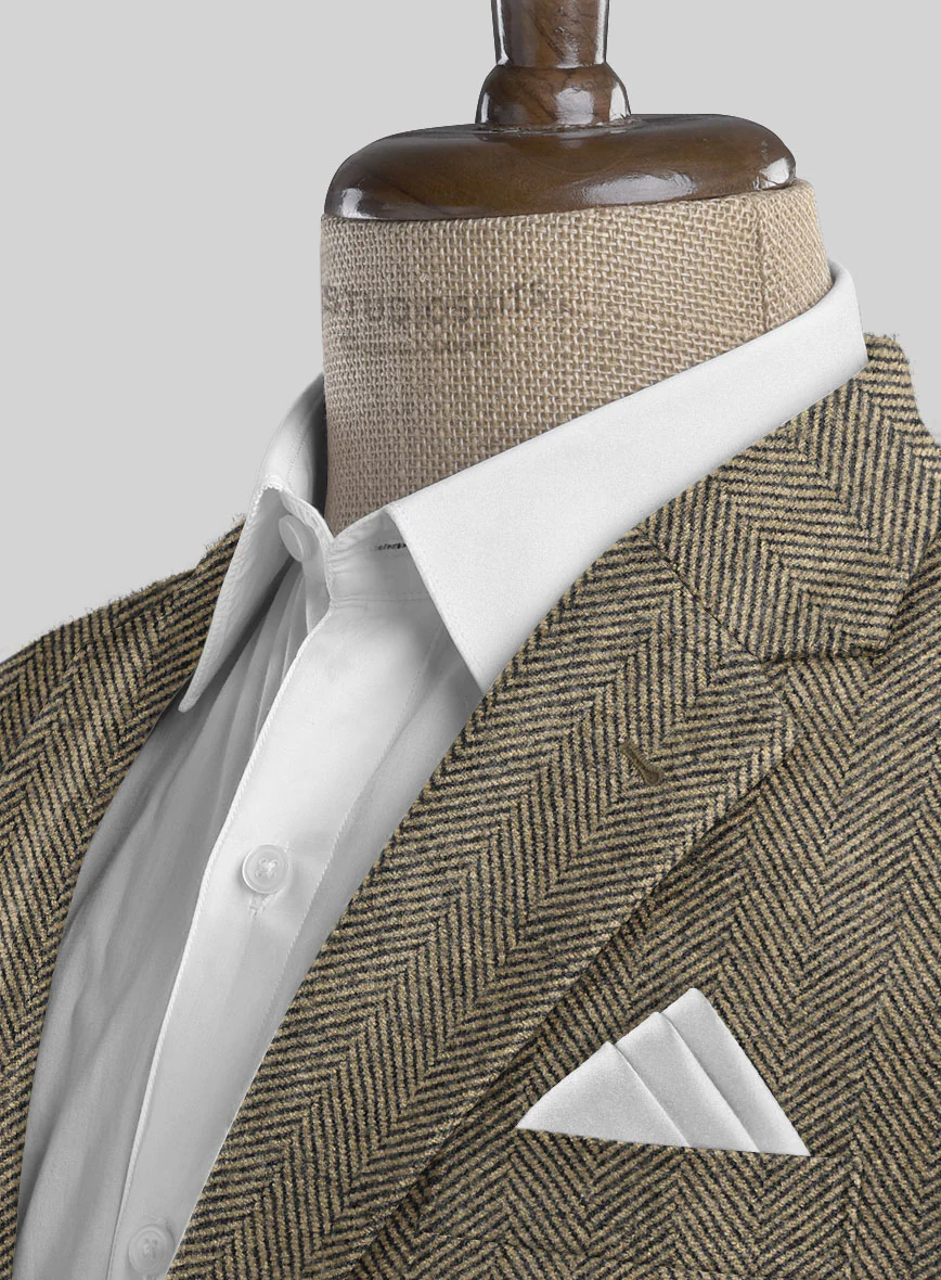 Italian Highlander Stone Beige Herringbone Tweed Jacket - Image 3