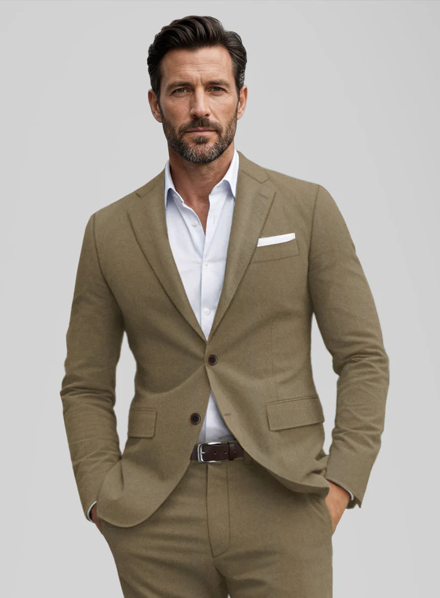 Italian Hunter Khaki Cotton Stretch Suit - Image 4