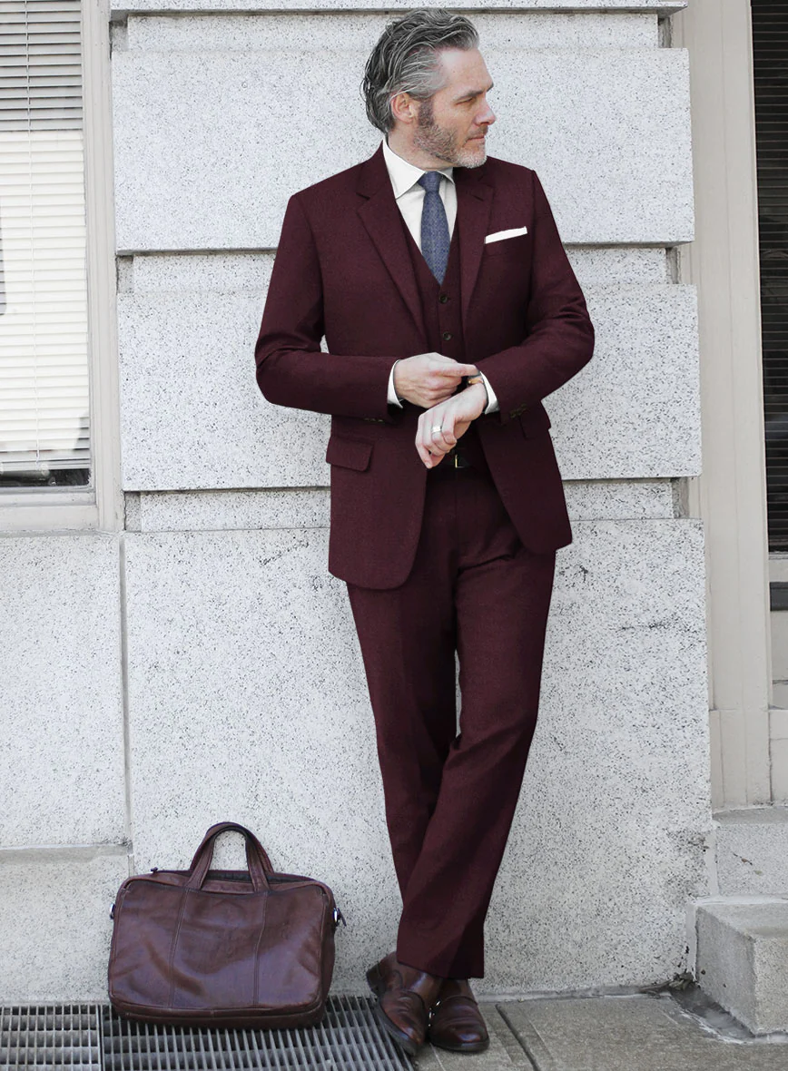 Italian Isandi Sangria Wool Suit - Image 2