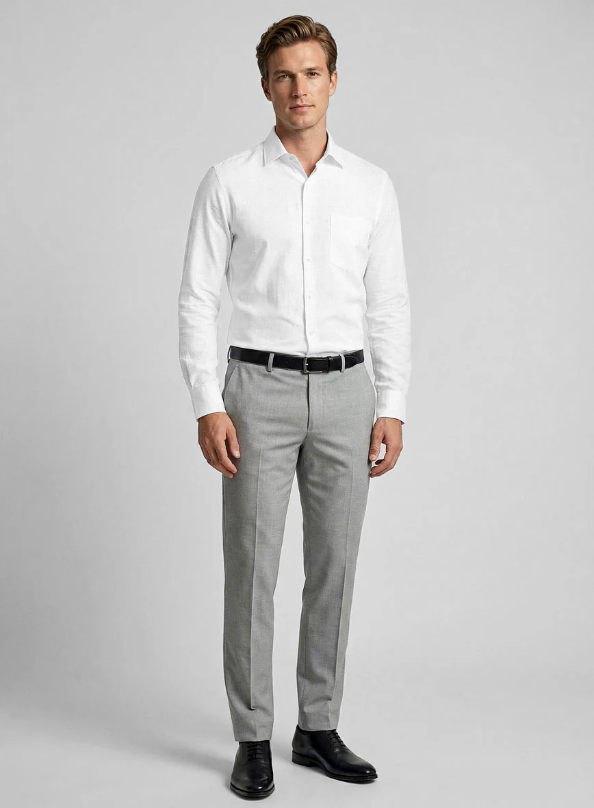 Italian Alba Slub White Shirt - Image 4