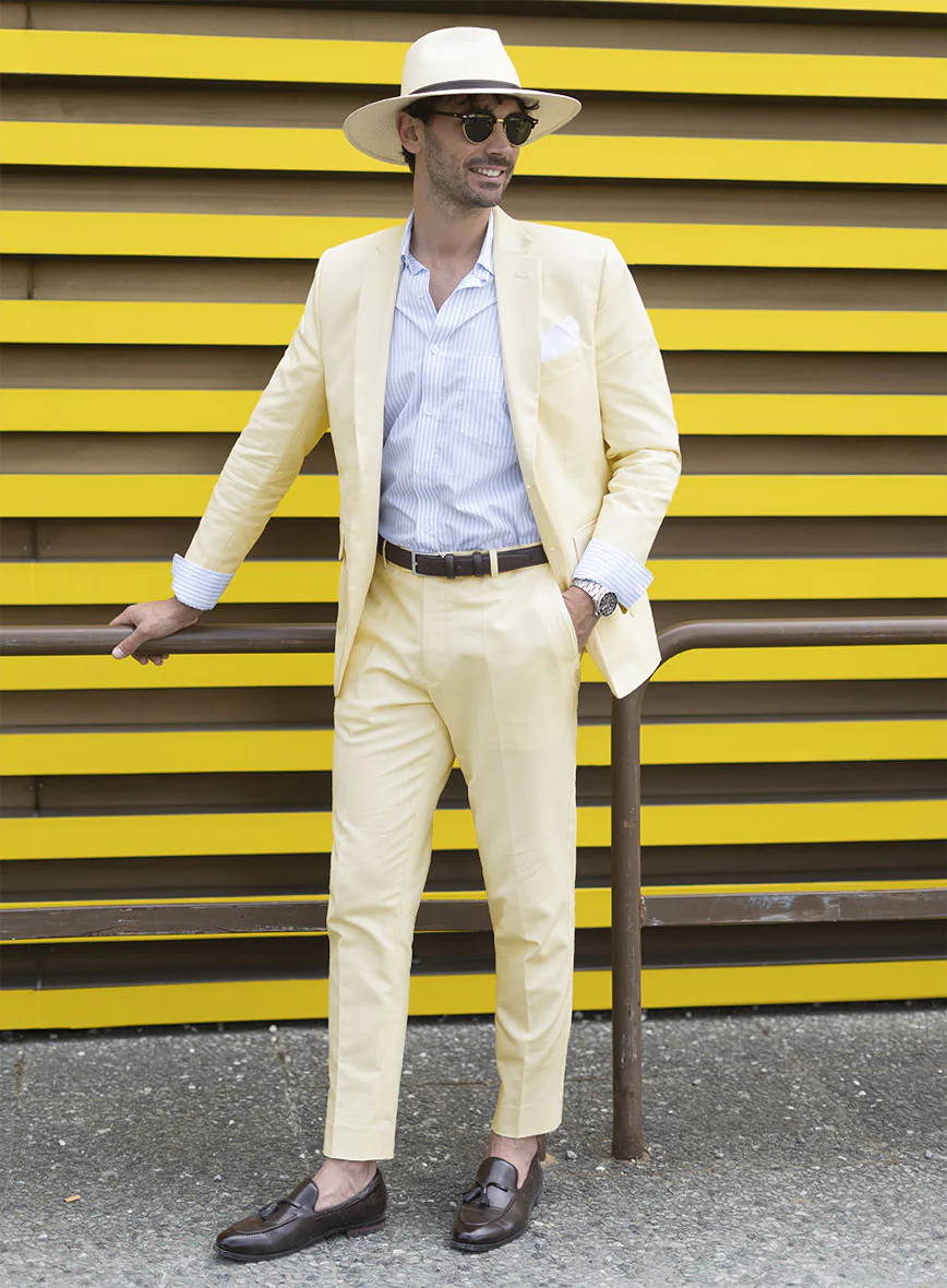 Italian Ivory Cotton Stretch Suit