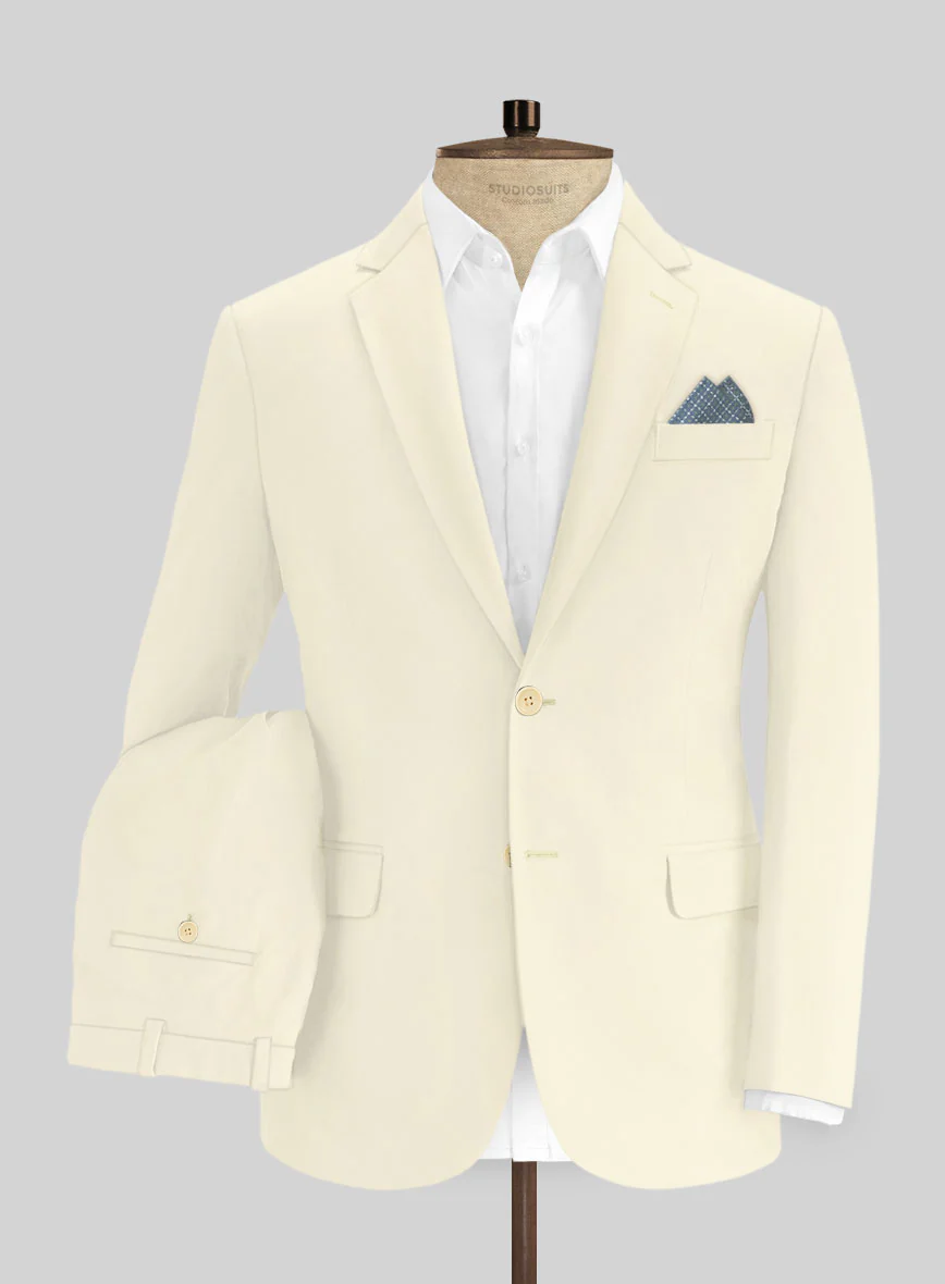 Italian Ivory Cotton Stretch Suit - Image 2