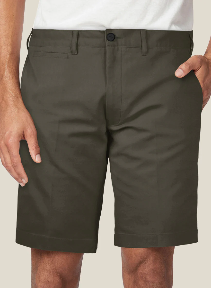 Italian Ivy Green Cotton Stretch Shorts - Image 2