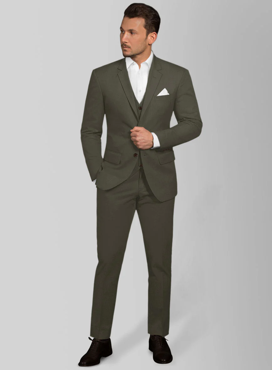 Italian Ivy Green Cotton Stretch Suit - Image 2