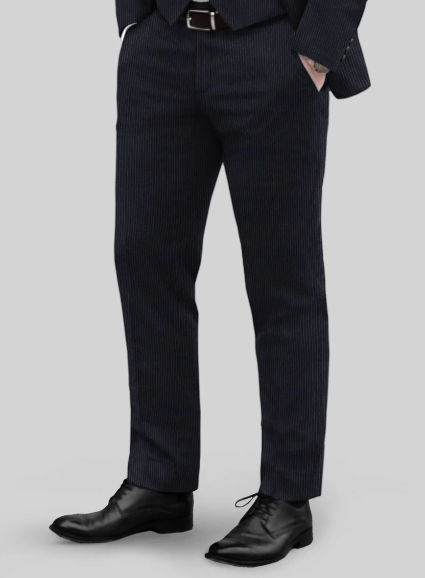 Italian Jague Blue Pinstripe Flannel Pants - Image 2