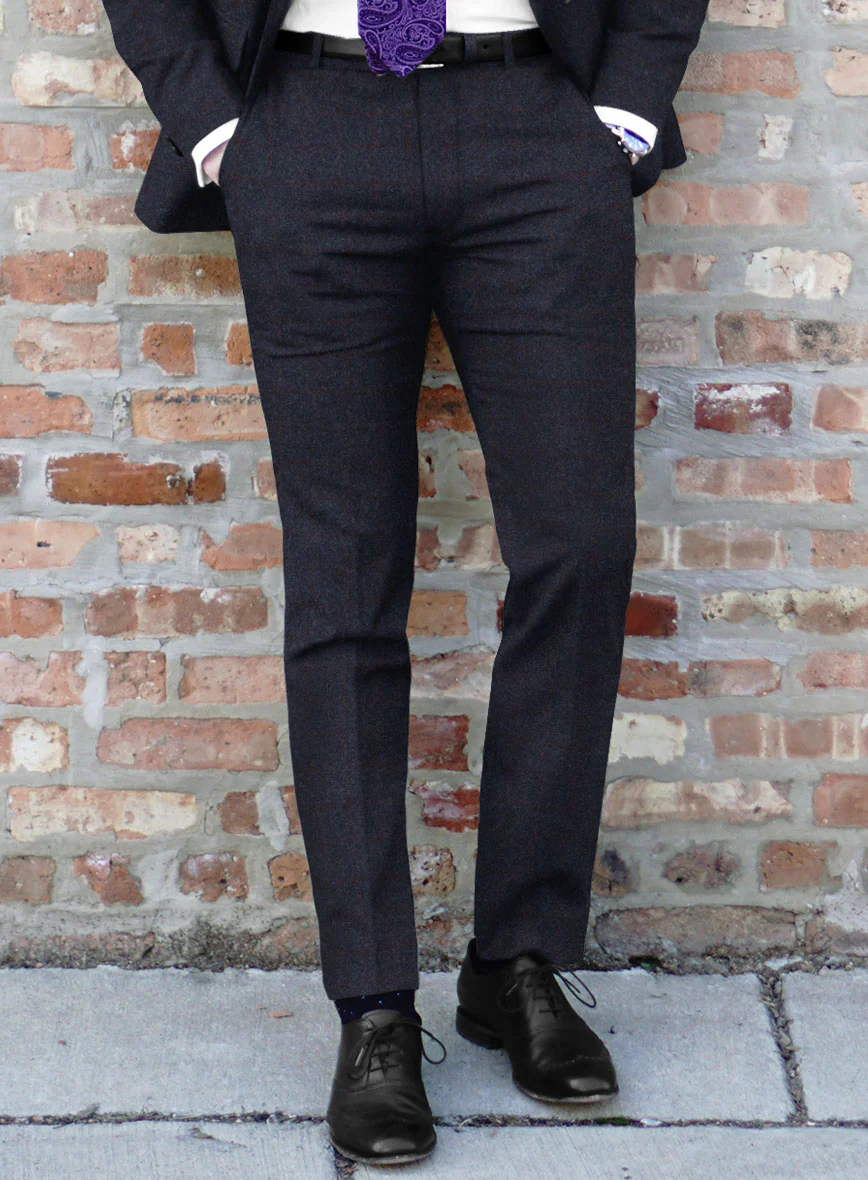 Italian Jamen Blue Checks Flannel Pants - Image 2