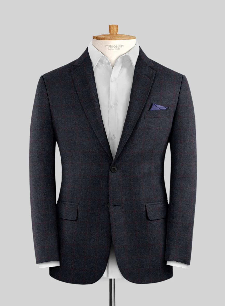 Italian Jamen Blue Checks Flannel Suit - Image 3