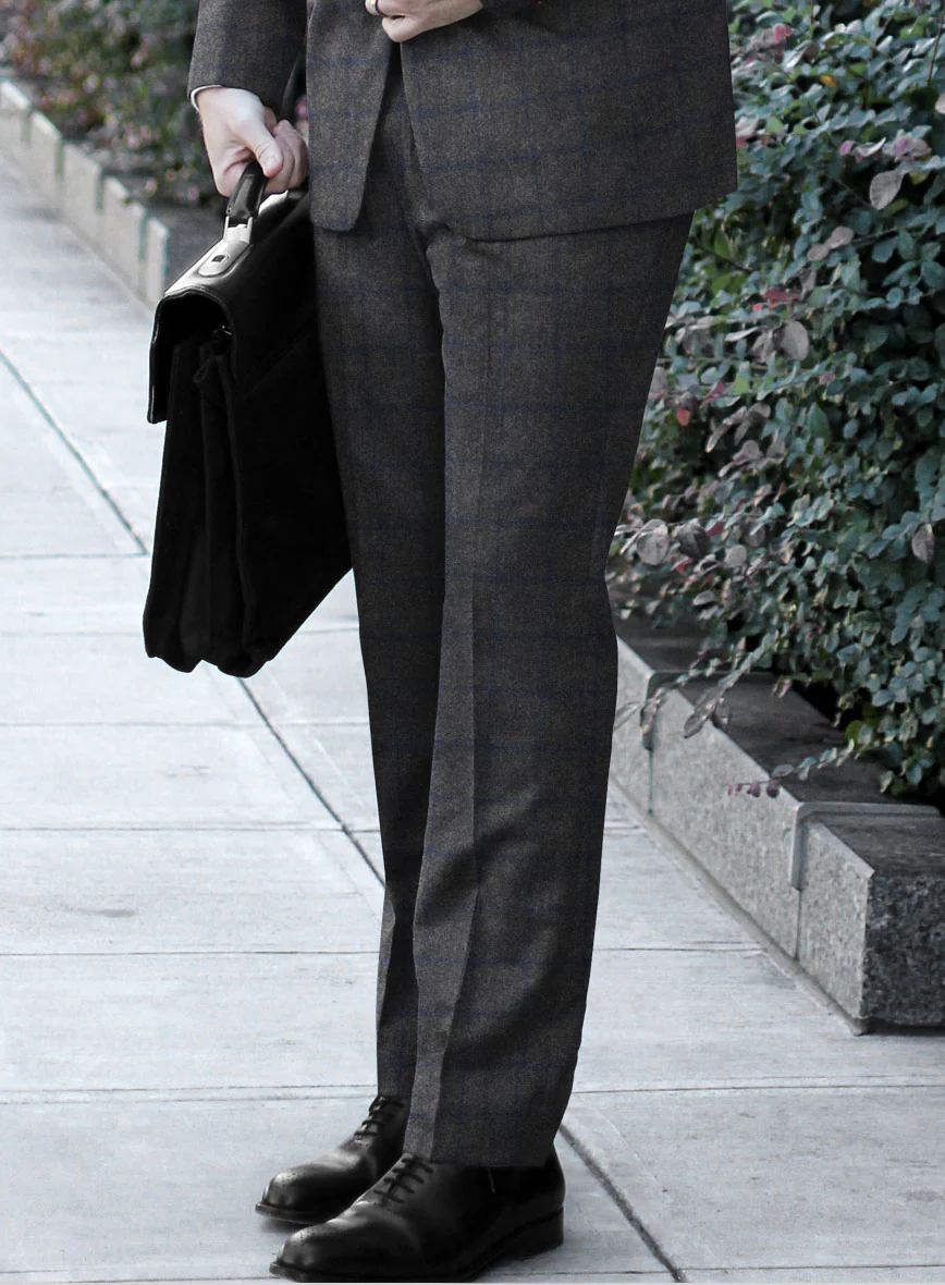 Italian Jamen Gray Checks Flannel Pants - Image 2