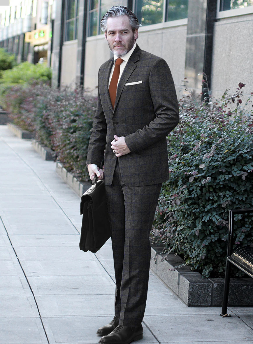 Italian Jamen Gray Checks Flannel Suit - Image 2