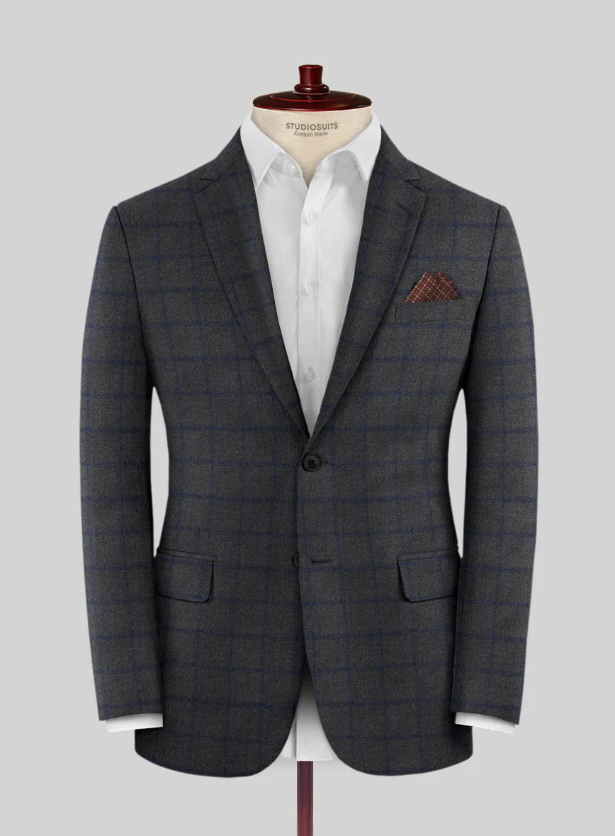 Italian Jamen Gray Checks Flannel Suit - Image 3