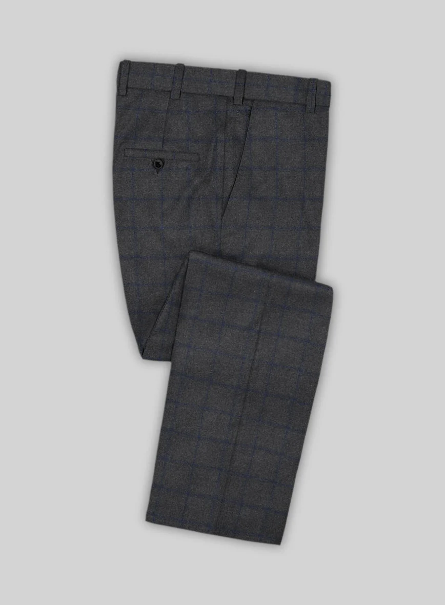 Italian Jamen Gray Checks Flannel Suit - Image 5