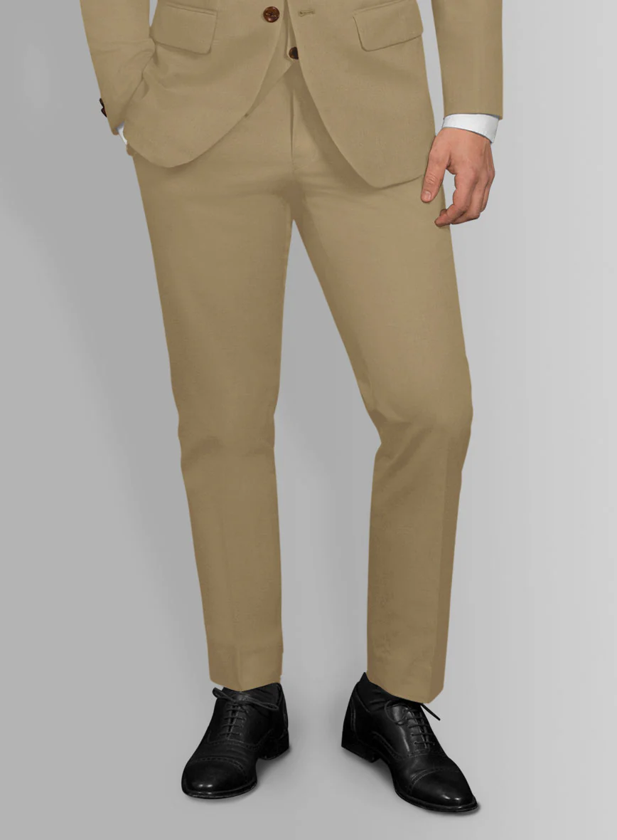 Italian Khaki Cotton Stretch Pants - Image 2