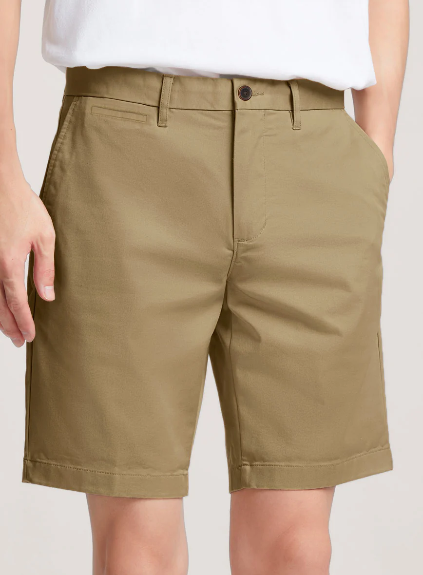 Italian Khaki Cotton Stretch Shorts - Image 2