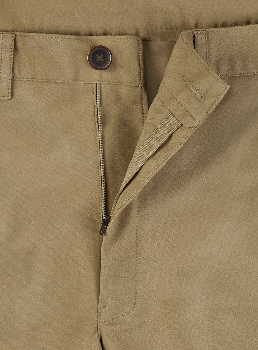 Italian Khaki Cotton Stretch Shorts - Image 3