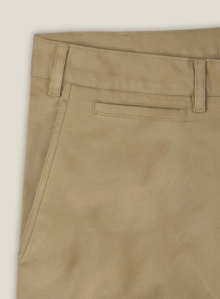 Italian Khaki Cotton Stretch Shorts - Image 4