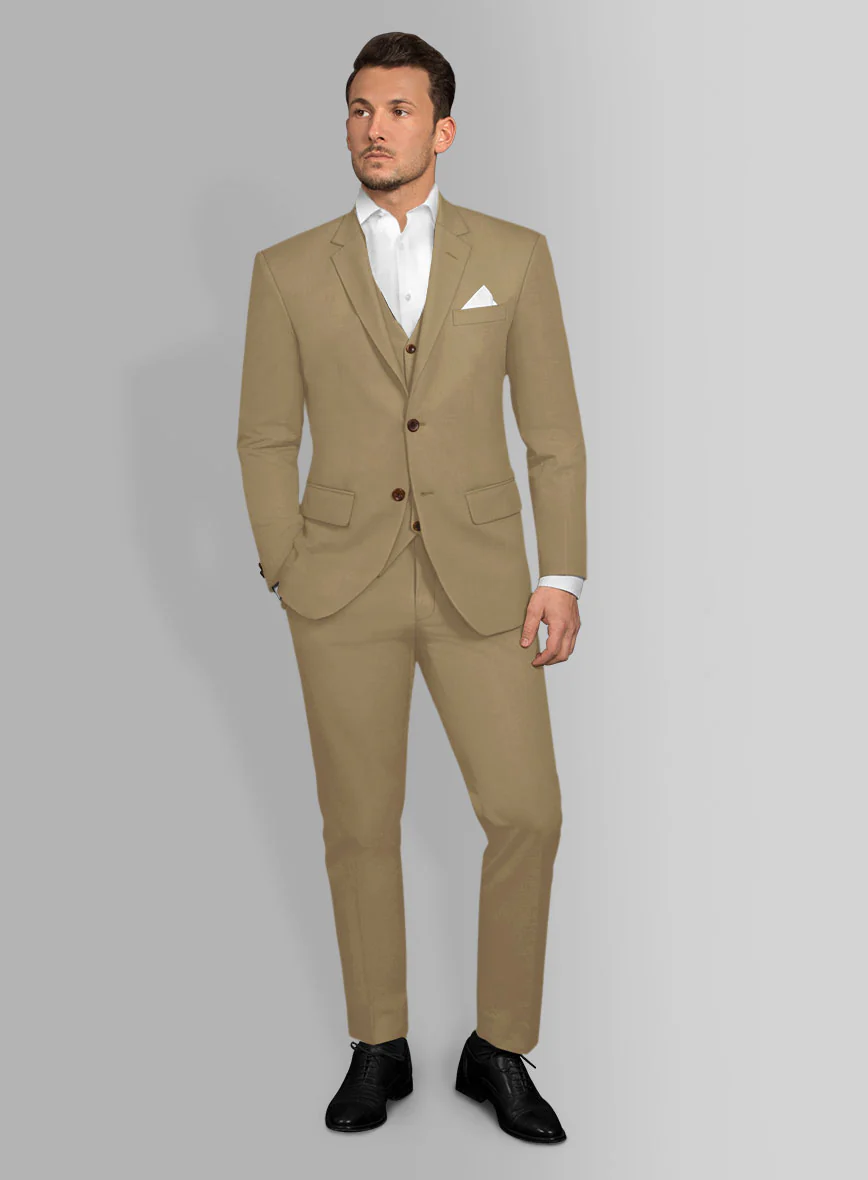 Italian Khaki Cotton Stretch Suit - Image 2