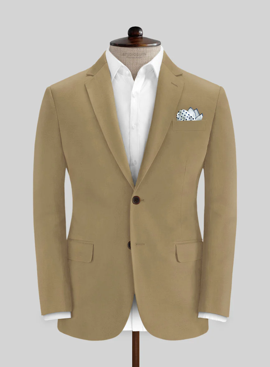 Italian Khaki Cotton Stretch Suit - Image 3